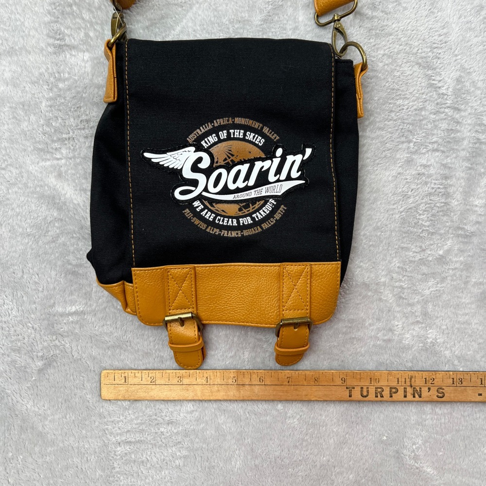 Disney Soarin Around The World Messenger Bag Size OS Black Tan Women Crossbody - Picture 11 of 12